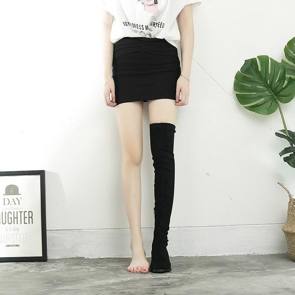 winter antiskid show thin over knee thin leg elastic boots women's autumn and thick heel boots star high-end, Black